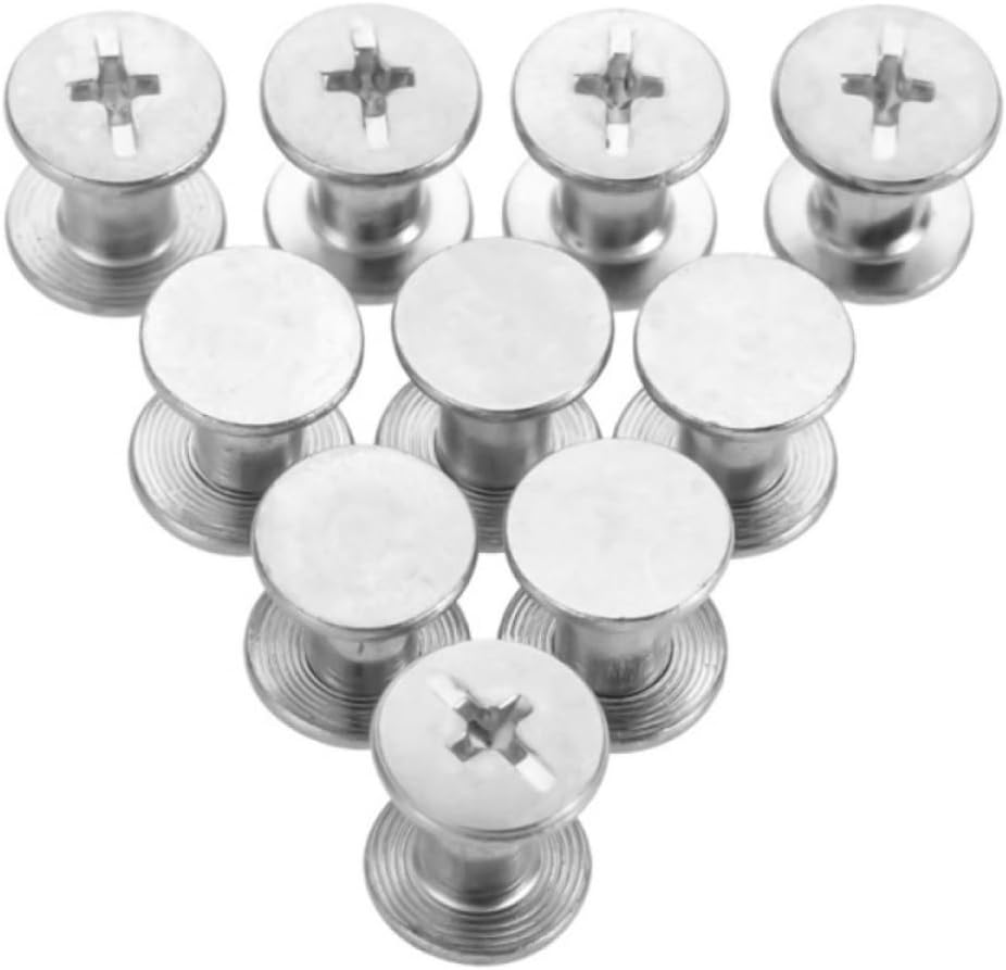 Rivets,Chicago Screws, Rivets M5x6mm/8mm Leather Bag Belt Screw Steel Photo Album Snap 10pcs(Silver,M5 X 8)