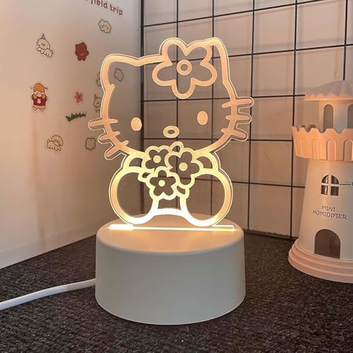 Akutoer 3 Color Change Cartoon Night Light 3D Kawaii LED Desk Lamp Acrylic Sleep Night Lamp As Best Gifts for Women Teens Boys Girls
