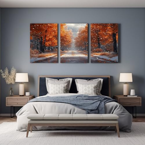 Impression sur toile de qualité supérieure triptyque art wall nature orange moderne - 4