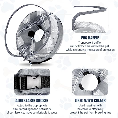 Image of Inflatable Dog Collar, Recovery Collar Dog, Inflatable Dog Collars After Surgery, Soft Dog Cone Collar, Protective Inflatable Collar for Anti Lick (Grey, M)