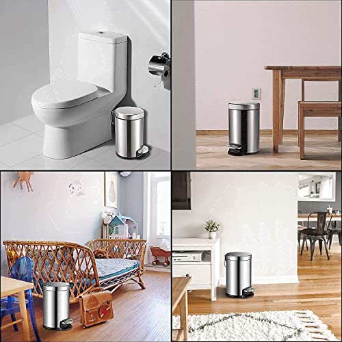 Image of OPR Stainless Steel Plain Pedal Bin With Plastic Bucket And Lid - Pack of 4 (7 Litre (8x12 Inch))