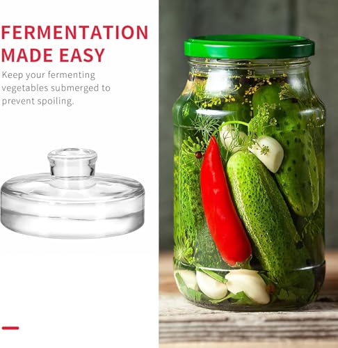 Image of Fermentation Weight, Glass Fermentation Weight, Fermentation Jar Glass Weights with Easy Grip Handles, for Homemade Pickles, Kimchi, Sauerkraut