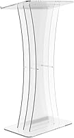Vista 4 de FixtureDisplays® Atril de púlpito de acrílico transparente Lucite Podium 1803-3