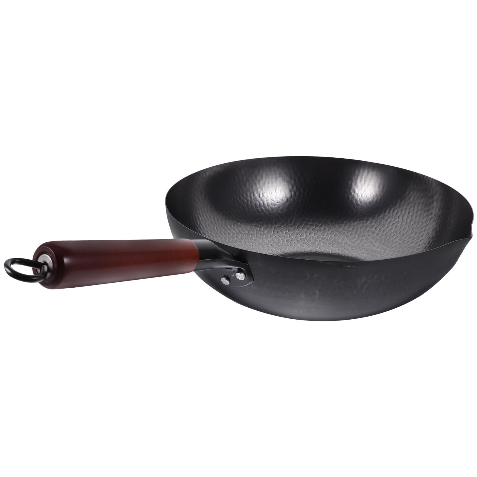 VILLCASE Wok Tradizionale Antiaderente in Ferro Battuto Nero per Casa