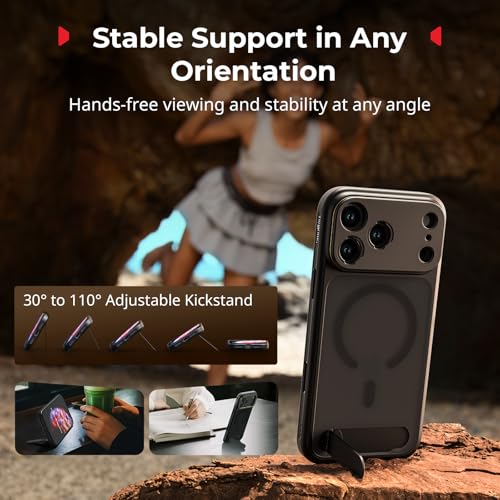 Image of SmallRig FilMov Phone Case Kit for iPhone 17 Pro, Magnetic Phone Case with Adjustable Kickstand, Lens Backplate, Support for MagSafe, for Phone Gimbal Stabilizer,for DJI,for Insta360, Black - 5549