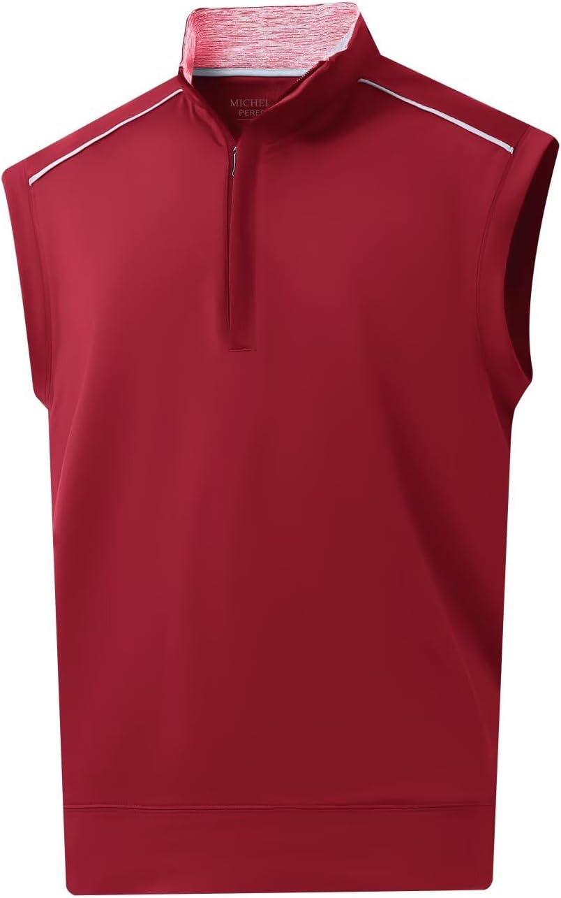 Rouen Mens Vests Outerwear Lightweight Moisture Wicking Midlayer Sleeveless Sports Golf Quarter Zip Pullover Mens Vest