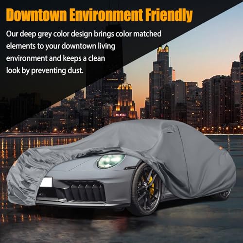 Image of Waterproof Car Covers Replace for 1998-2025 Porsche 911 (991 /992 /996 /997 Series), 10 Layers Heavy Duty All Weather Car Cover with Zipper Door, Windproof Bands for Snow Rain Dust Protection