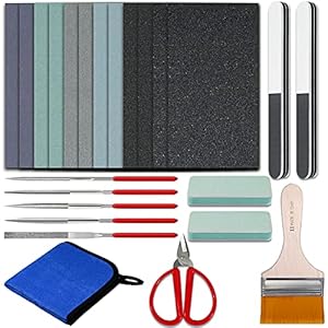 Sakolla Resin Polishing Kit – 24 PCS Resin Supplies Casting Tools Set with Sandpaper, Resin File Kit, Polishing Strips Blocks, Scissors, Wooden Brush, Cloth for Epoxy Resin, Jewelry Making Supplies