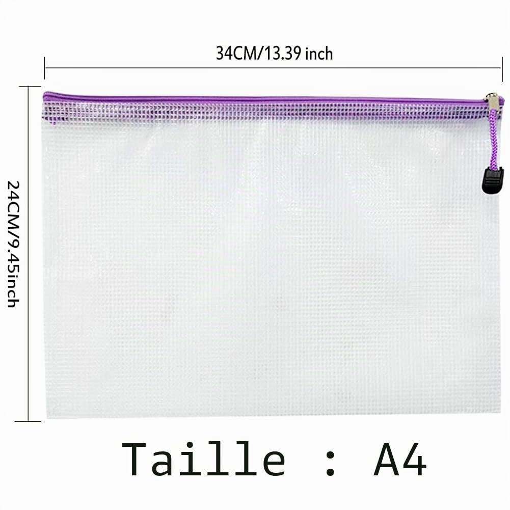 Lot de 30 pochettes en plastique avec fermeture éclair A4
