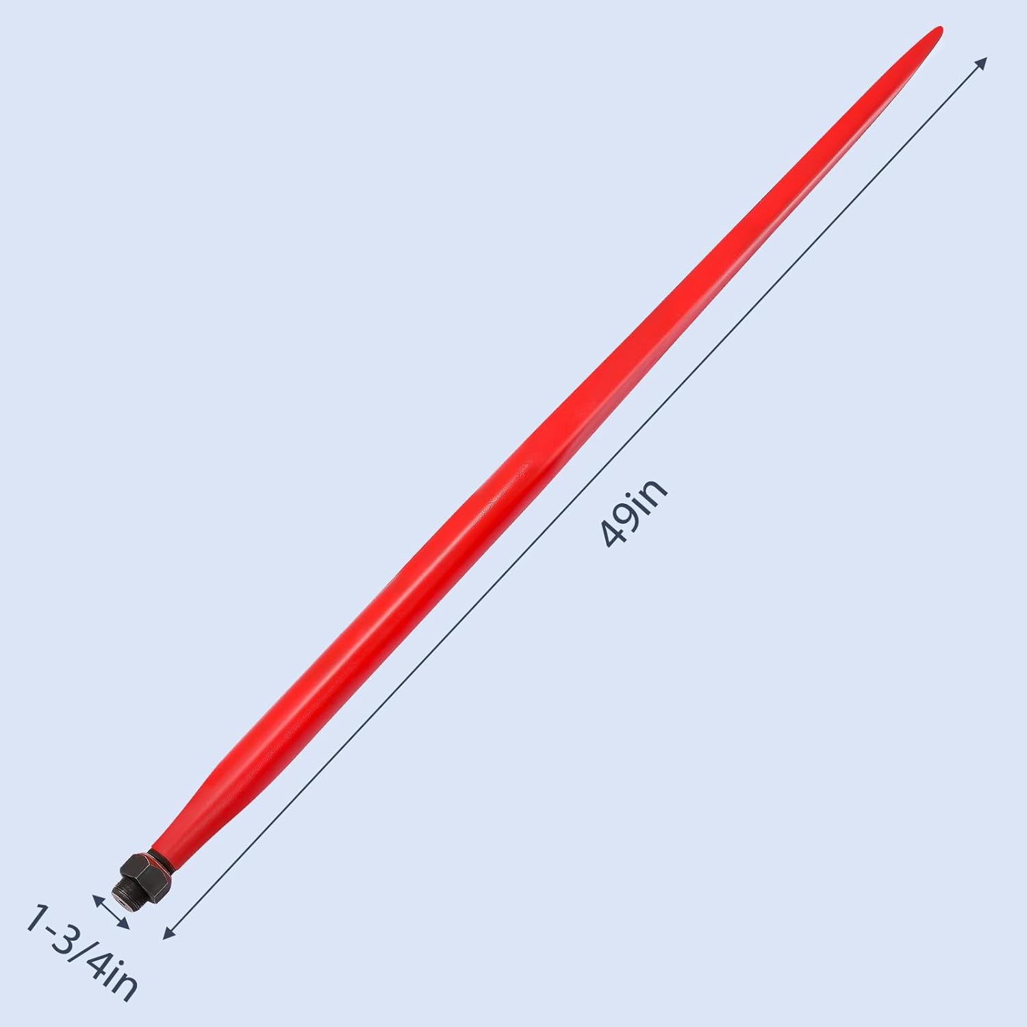 49" Hay Bale Spear, 4000 LBS Capacity Heavy Duty Square Bale Spike with Hex Nut & Sleeve, Quick Attach Replacement for Kubota Compact Loader, Tractor Bucket & 3-Point Skid Steer, Ideal for Round Bale