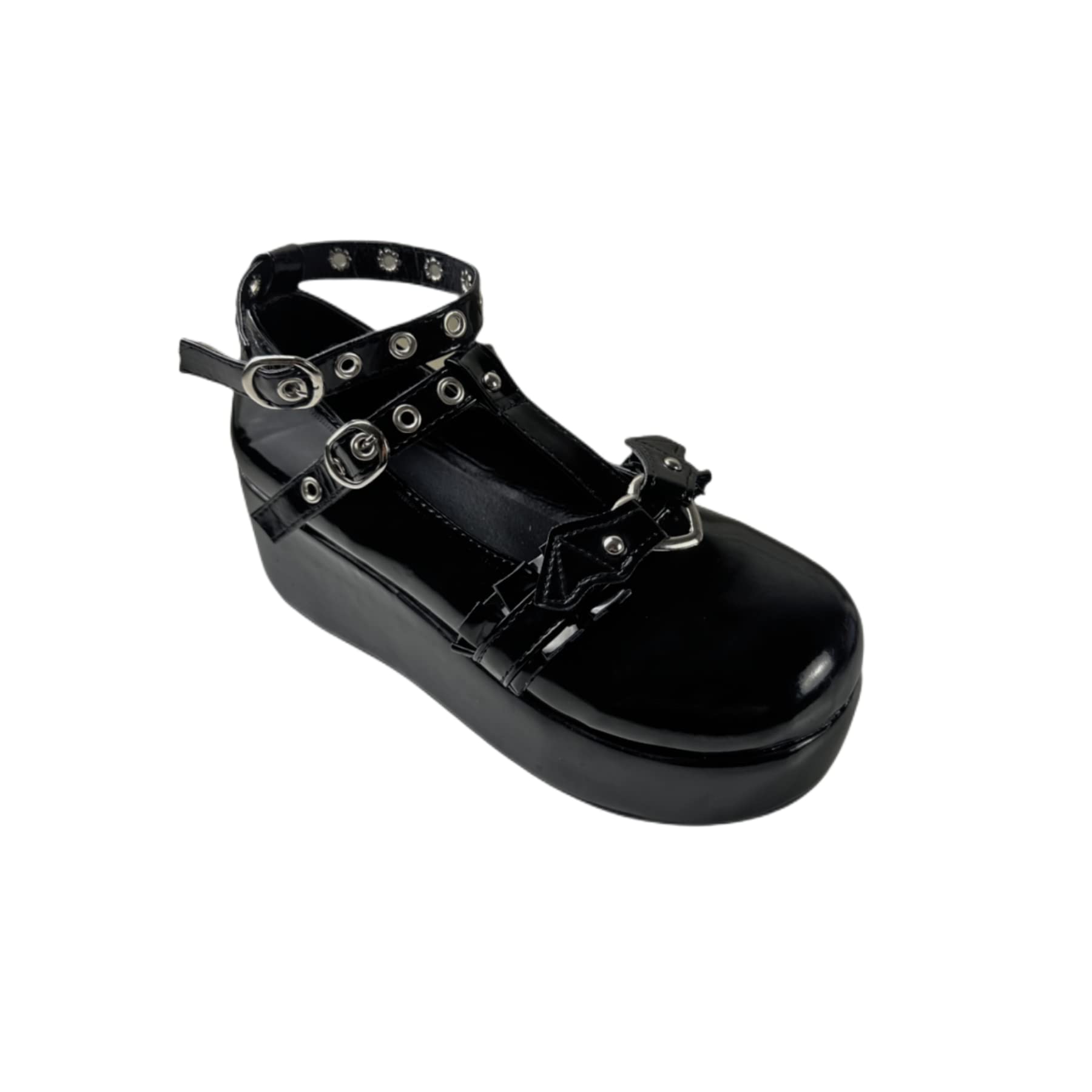 Womens Platform Mary Janes Shoes Sweet Toe Ankle Lolita Gothic Pumps Chunky Patent Leather — view 78