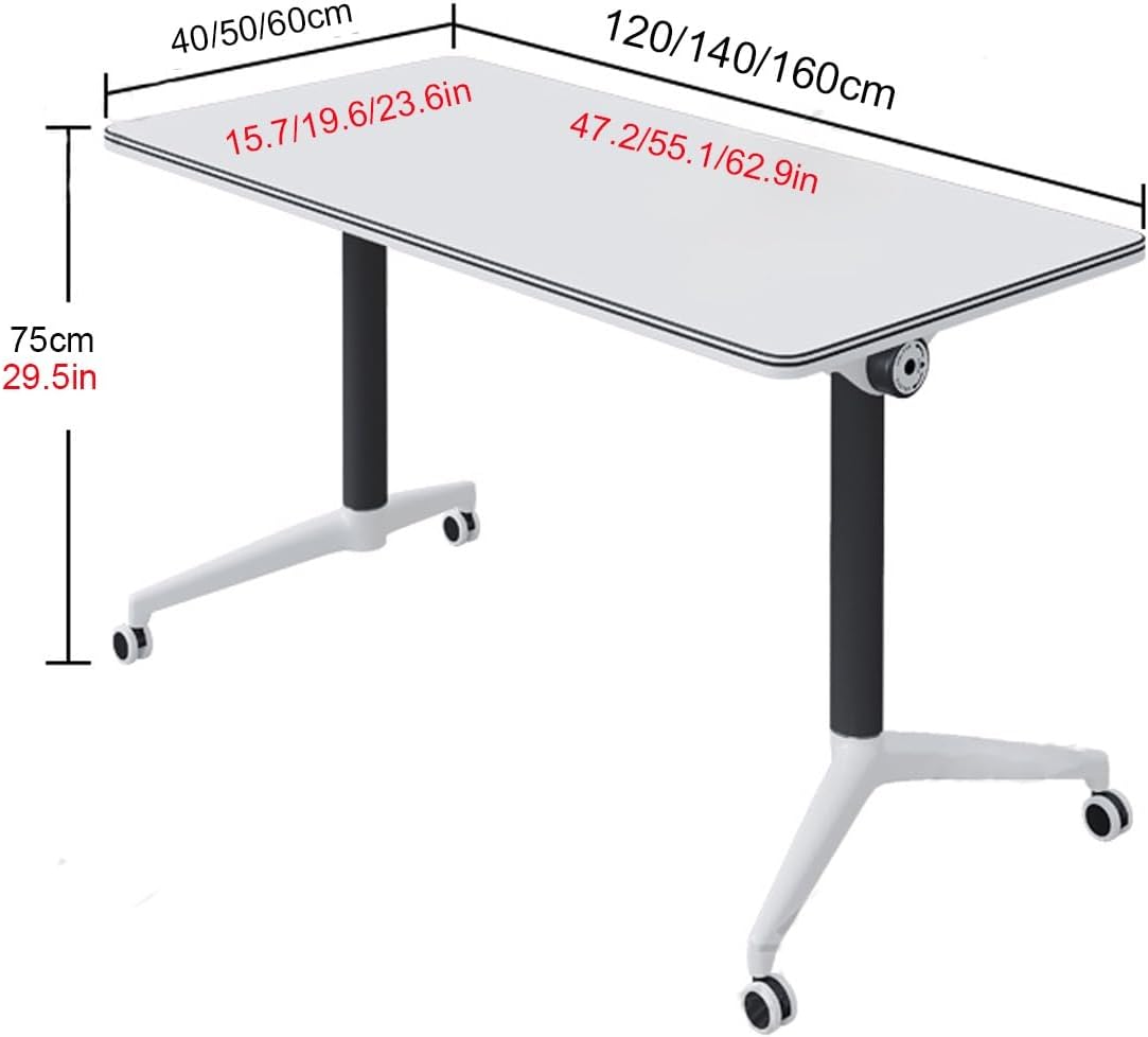 Rolling Foldable Conference Table,Flip Top Mobile Meeting Tables with Lockable Wheels, Folding Training Seminar Table, for Office,Meeting Room,Classroom (Size : A120x50x75cm/47.2x19.6x29.5in)