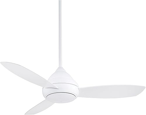 Minka-Aire F476L-WH Concept I Wet Ventilador de techo para exteriores de 52 pulgadas con luz LED integrada de 14 W en acabado blanco Blanco,Bronce