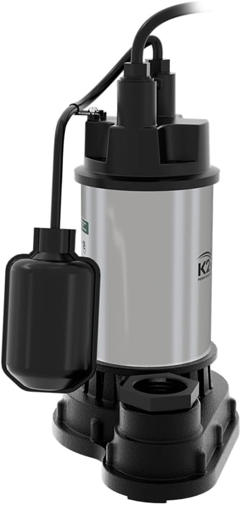 K2 Pumps SPS05001TDK, 1/2HP Stainless Steel Sump Pump w/Direct-in Teth Switch