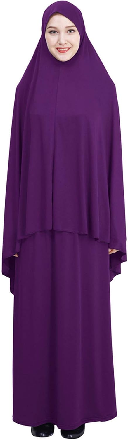 Bestgift Women's Prayer Dress Overhead Hijab Abaya 2 Pieces Set