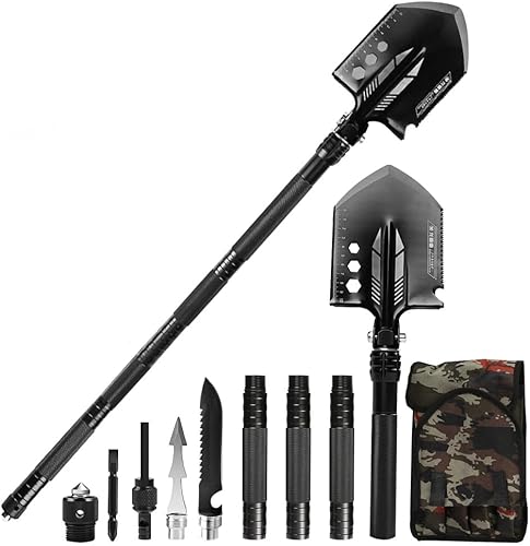 Pala plegable multifuncional para exteriores, pala de supervivencia, pala táctica, pala de acero inoxidable sólido para camping, pesca, jardinería,