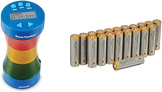 Learning Resources Time Tracker® Visual Timer & Clock & Amazon Basics AA Performance Alkaline Batteries [Pack of 20] - Packaging May Vary