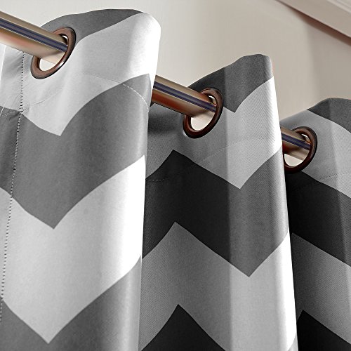 Melodieux Fashion Chevron Curtains For Living Room Dining Room, Darkening Blackout Grommet Top Window Drapes Soundproof Thermal Insulated For Bedroom, 63 Inches Long, 52 By 63 Inch, Gray (1 Panel) #TOP4