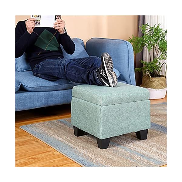 SHTFFW Footstool Storage Box Rest Seat, Footstool Storage Low Stool, Upholstered Chair and Shoe Stool, with Removable Cover (color: A) - Image 6