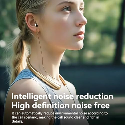 Image of Retractable Neckband Bluetooth Headphones, Noise Cancelling Earbuds with Built-in Mic, 18-24H Playtime Type-C Charging Wireless Sports Earphones for Running Workout Travel Office Call