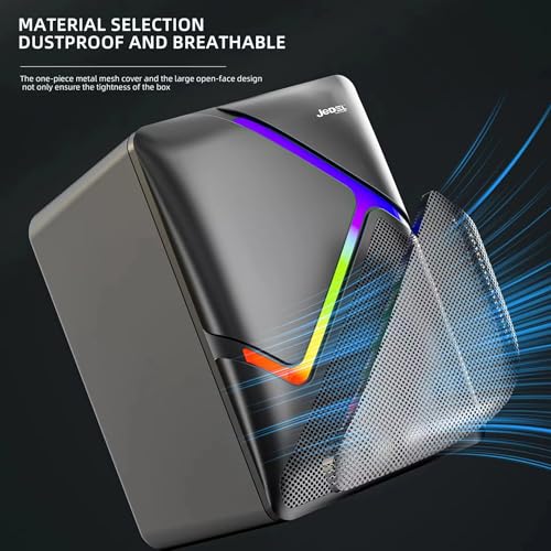 Image of Jedel 2x6W Gaming PC Speaker with RGB Lights, USB Powered Laptop Speaker, 3.5mm AUX Wired Stereo Computer Speaker for Desktop & Laptop, 20Hz-20kHz, Rainbow S526 Black