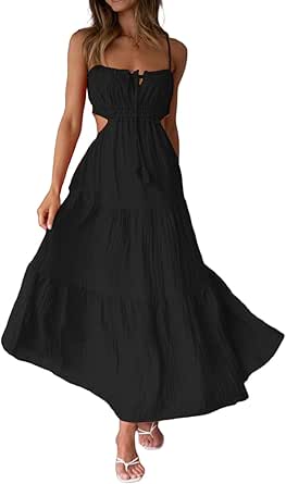 Amazon.com: Women Sexy Low Cut Spaghetti Strap Dress Y2k Bodycon Long