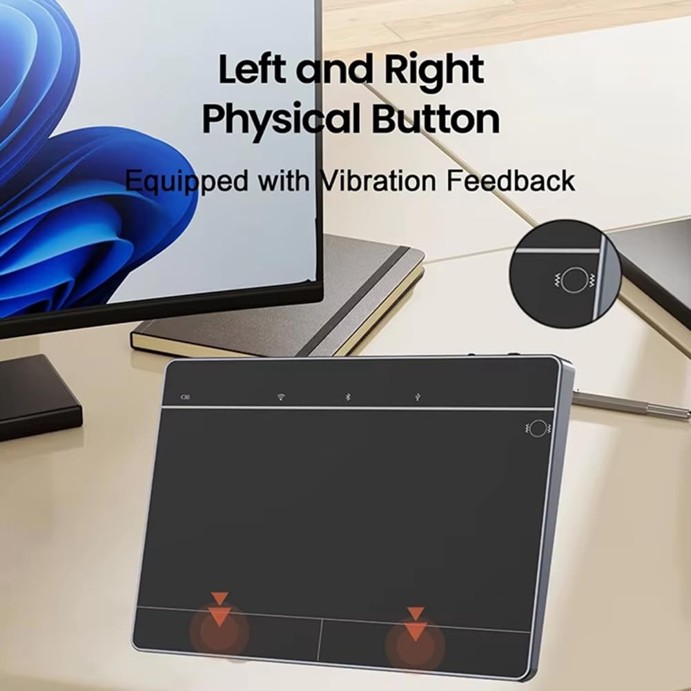Panel Táctil con Cable e Inalámbrico para PC y Portátiles. Trackpad Recargable con Bluetooth y USB para 10/11.