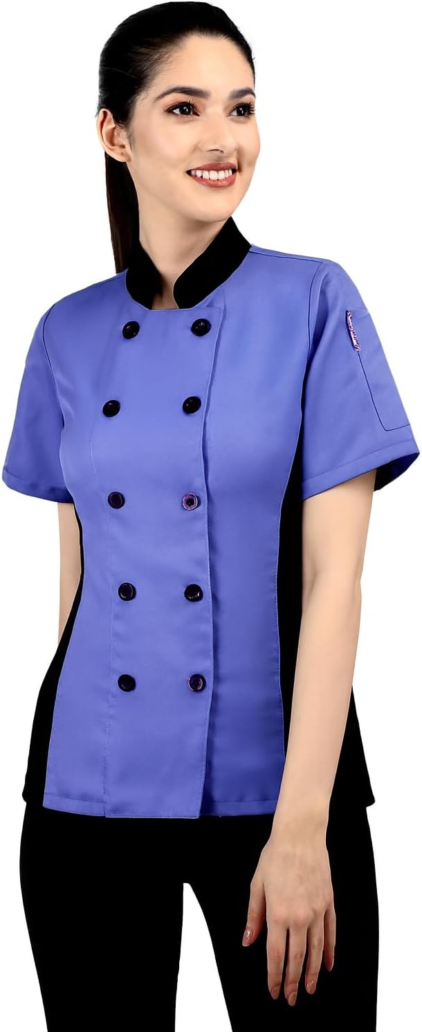 Short Sleeves side Mesh Vented Chef Coat Jacket Uniform for Women Food Service, Caterers, Bakers and Culinary Professional - Image 2