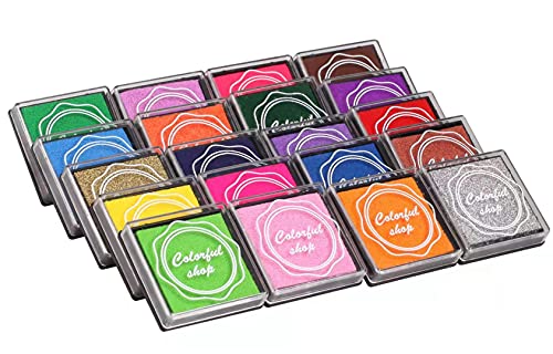 Finger Ink Pads for Kids-Non Toxic, 20 Color Rainbow Finger Ink Pad for Kid s Making Scrapbooking Card, Paper, Wood Fabric, Kid s Rubber Stamp, (Pack of 20)