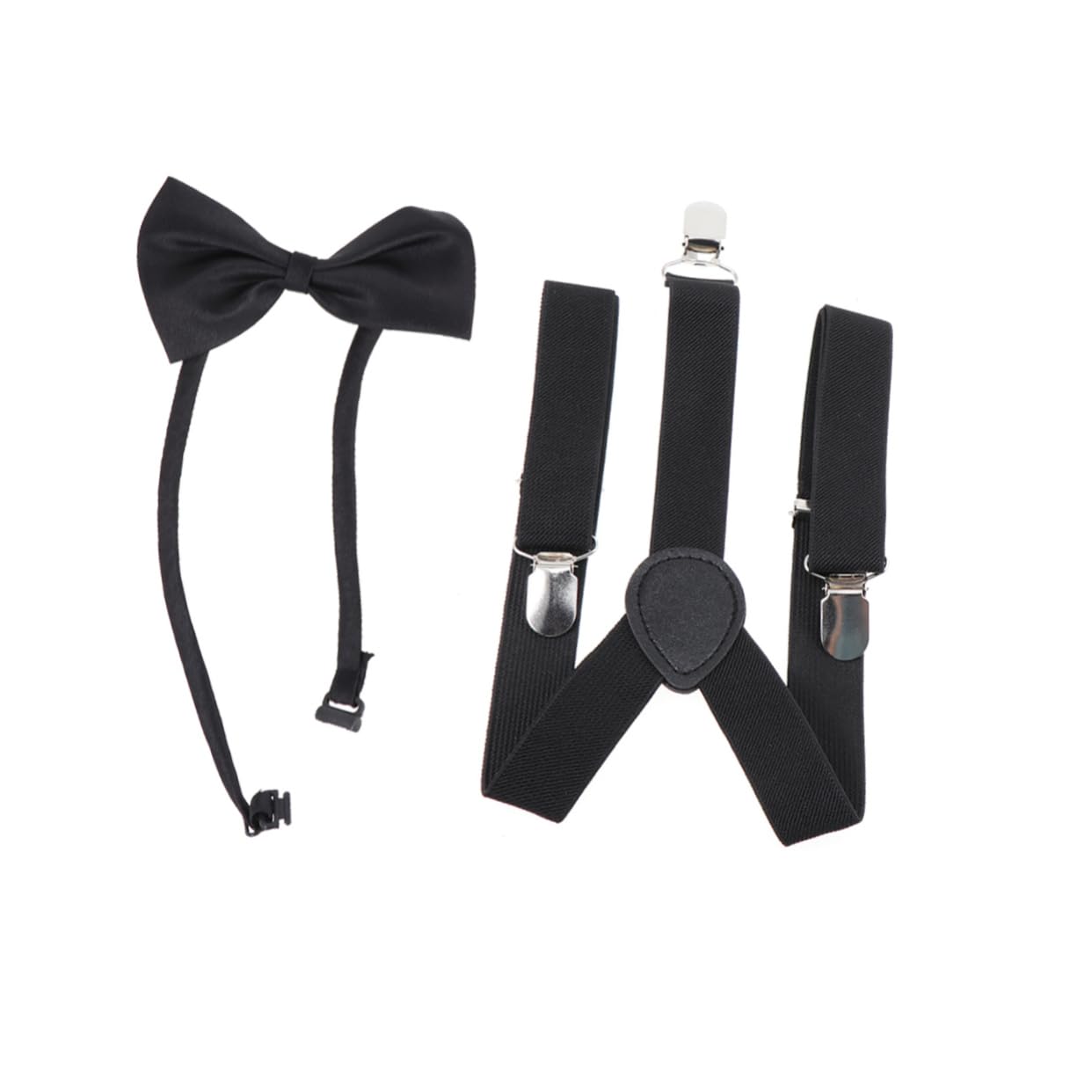 SHERCHPRY 3pezzi Bretelle Regolabili Per Ragazzo Ragazza Con Bretelle Elastico Back Per Occasioni Speciali Colore Nero