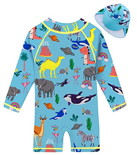 uideazone Baby Girl Long Sleeve Sunsuit UPF 50+ Zipper Rash Guard Swimsuit Beachwear 6-12 Months