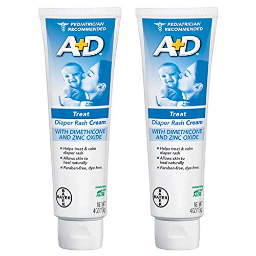Zinc Oxide Diaper Rash Treatment Cream, Dimenthicone 1%, Zinc Oxide 10%, Easy Spreading Baby Skin Care, 4 Ounce Tube (2 Pack)