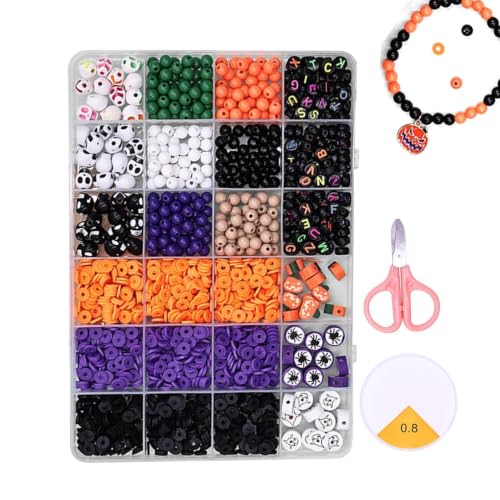 Kit de creación de pulseras de Halloween con cuentas de bricolaje para niñas principiantes