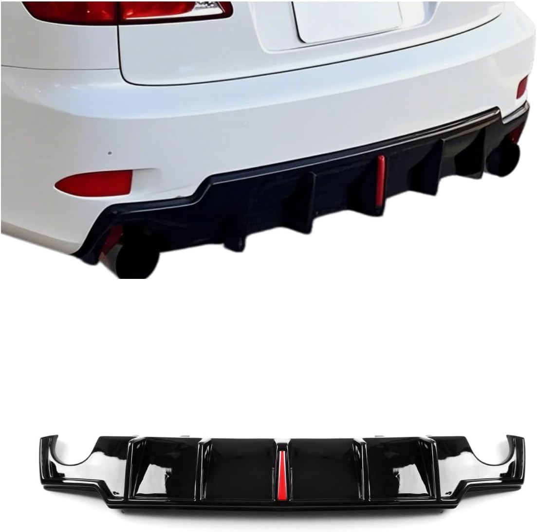 Rear Bumper Diffuser Lip Panel with Light for Lexus IS250 IS350 2006-2013 Black