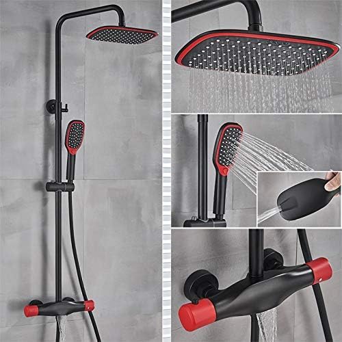 NGDFGR Bathroom Thermostatic Shower Faucet Rome Rain Shower Mixer Tap Wall Mounted Bathtub Faucet Shower Bathroom Shower Set,Thermostatic Black A,Thermostatic Black A,Thermostatic Black B