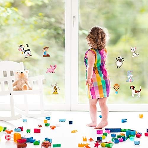 36 Funny Farm Animals Window Decoration Anti Collision Decals, Prevent Bird Strikes PET Sticker for Glass Window Door Baby Room Pig, Horse, Dog, Cat, Cow, Classroom, Nursery (Anti-Static Film)