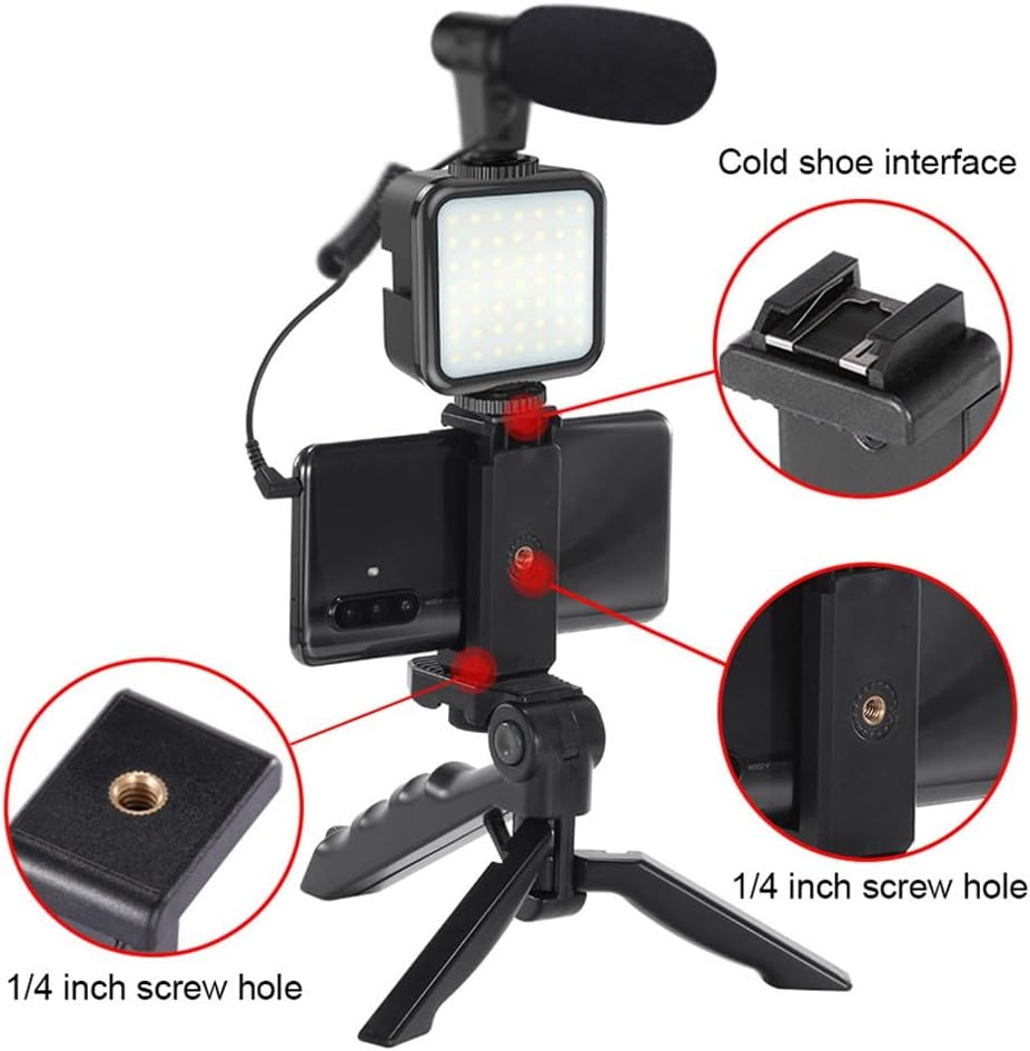JSEIAJB Kit Microph Bracket Photography Lighting Ph Holder LED Selfie Tripod Recording Handle Portable Stabilizer