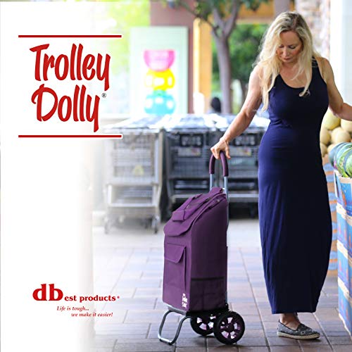 Dbest Products Trolley Dolly Purple Foldable Shopping Cart For Groceries With Wheels And Removable Bag And Rolling Personal Handtruck Standard, 1 Unit #TOP5