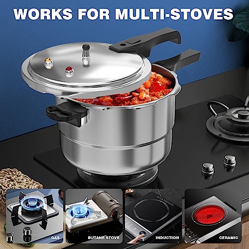 Image of WantJoin 6Qt Aluminum Pressure Cooker w /Release Valve & Multiple Protective Devices,Pressure Canner Compatible with Gas & Induction Cooker,Canner Rack Included