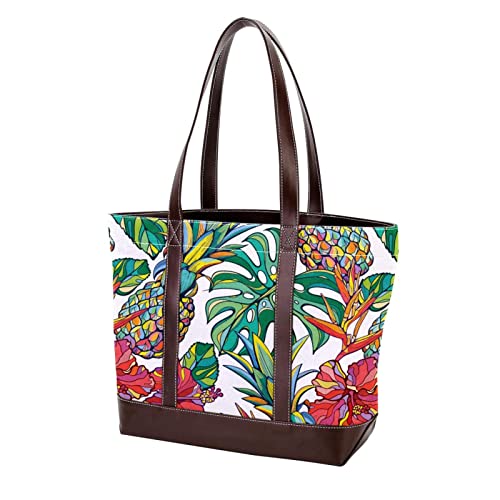 Sac fourre-tout femmes grand format à motif vintage Grue Lotus Blanc
