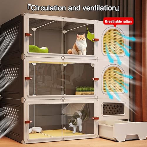 Grande cage pour chat d'intérieur modulable avec bac à litière