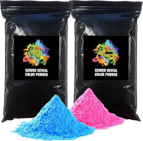 Baby Gender Reveal Powder - 2lbs of Colored Powder for Boy or Girl For Car & Motorcycle Burnout Toss Photoshoot Reveal Party & Festival Party Poppers Wedding Birthday Party- Pink & Blue