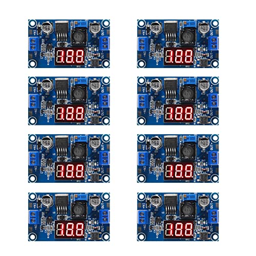 AEDIKO 8pcs LM2596 Buck Converter - Step Down Regulator 4.0-40V to 1.25-37V DC, 36V to 24V to 12V to 5V Power Supply Module with LED Display