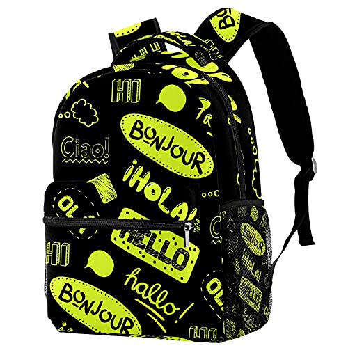 Sac à dos de voyage noir avec porte-bouteille pour campus et loisirs des jeunes