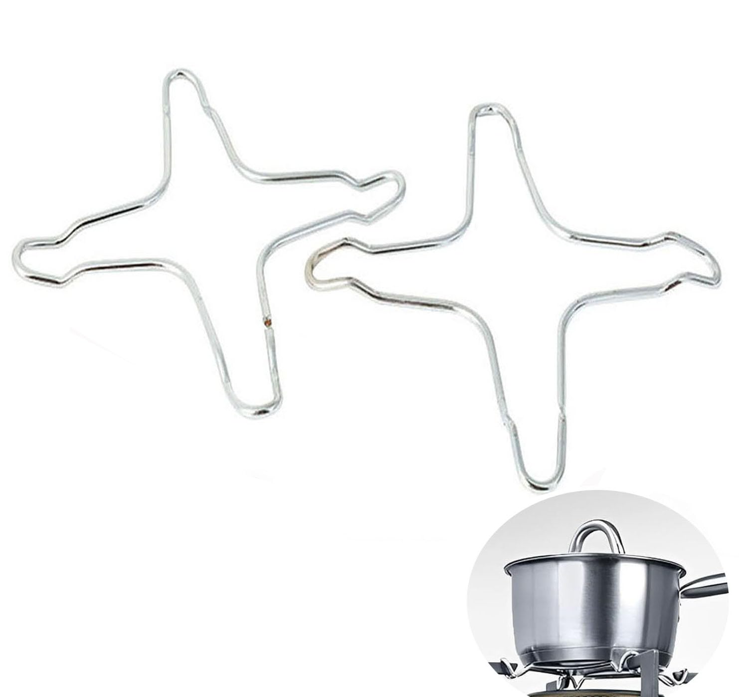 Zpeiran Silver Gas Cooker Attachment Stainless Steel,2 Pcs Gas Hob Pan Support Trivet Stove Top Hob Gas Stove Top Grates Trivets Wok Support Rack Pot Gas Stove Cross For Coffee Maker Pot