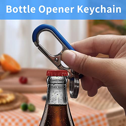Wapsat Keychain For Men - Bottle Opener Keychain With 2 Rings, Quick Release, Zinc Alloy, Black - Perfect Car Keychain (Black+Blue) #TOP2