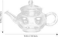 Vista 6 de Tetera de vidrio suelta tetera infusor de vidrio con colador de 8.5 fl oz, tetera transparente segura para estufa, calentador de té de vidrio