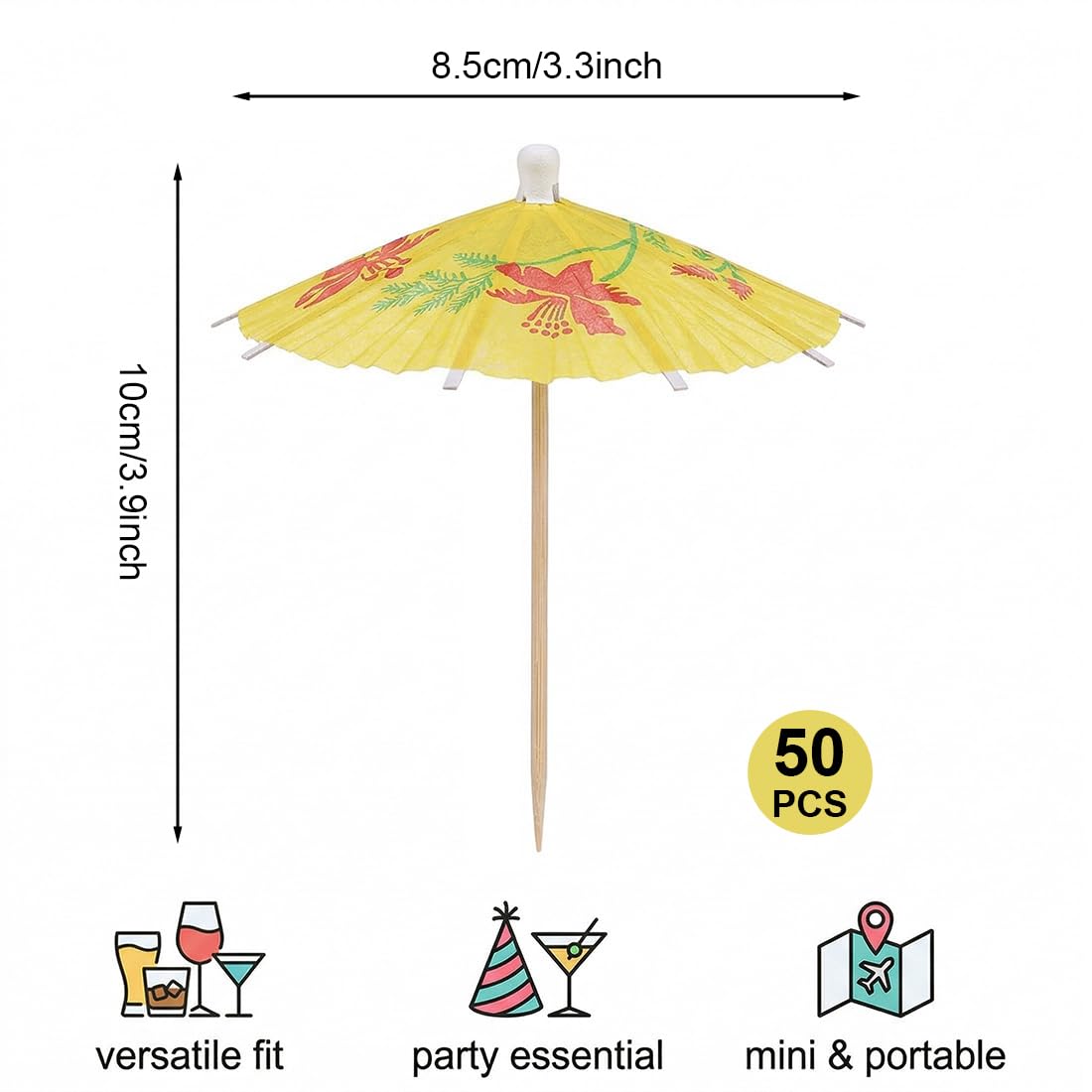 Ombrellini Cocktail 50 Pezzi di Carta Colorati | Decorazioni Drink Tropicali per Feste Estive, Bar & Eventi a Tema Spiaggia