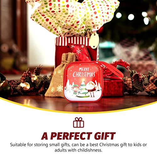 Soimiss Christmas Decor 3Pcs Christmas Coin Purse With Zippers Mini Square Santa Snowman Money Coin Holder Mini Wallet Candy Pouches Xmas Tree Ornaments (Style 1) Christmas Tree Storage Bag #TOP4