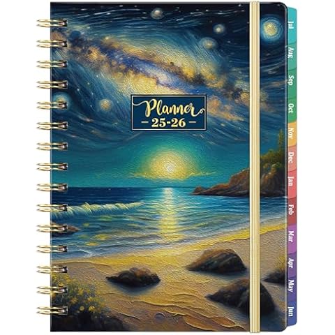 2025-2026 Planner - Academic Planner 2025-2026, Jul. 2025 - Jun. 2026, 8.4"x 6.3", 2025-2026 Weekly and Monthly Planner with Elastic Closure, Sticky Tabs + Hardcover - Dreaming Sea Cover